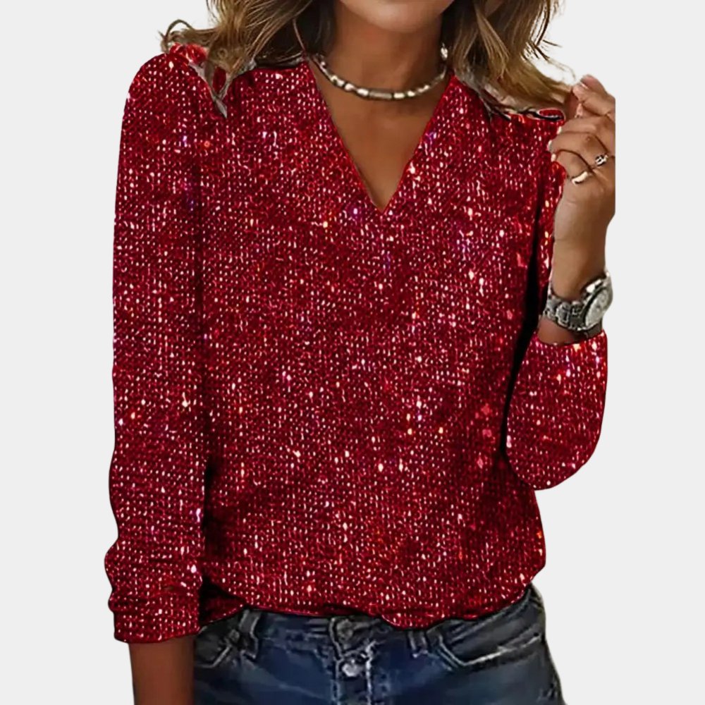 Red Sparkling cheapest Sequined Blouse