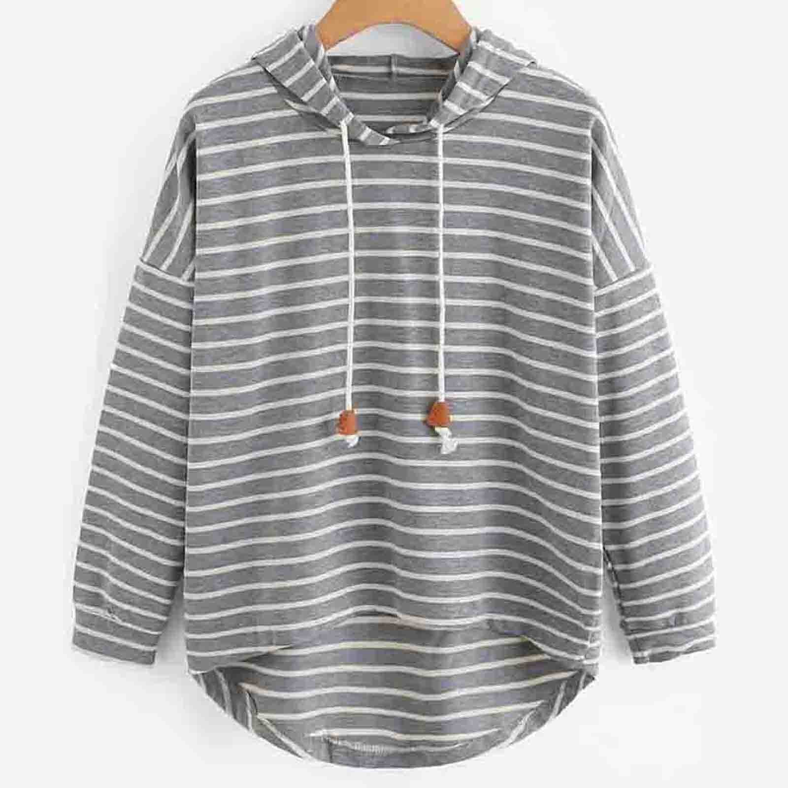 VORINAStriped Casual HoodieWomen's Hoodies