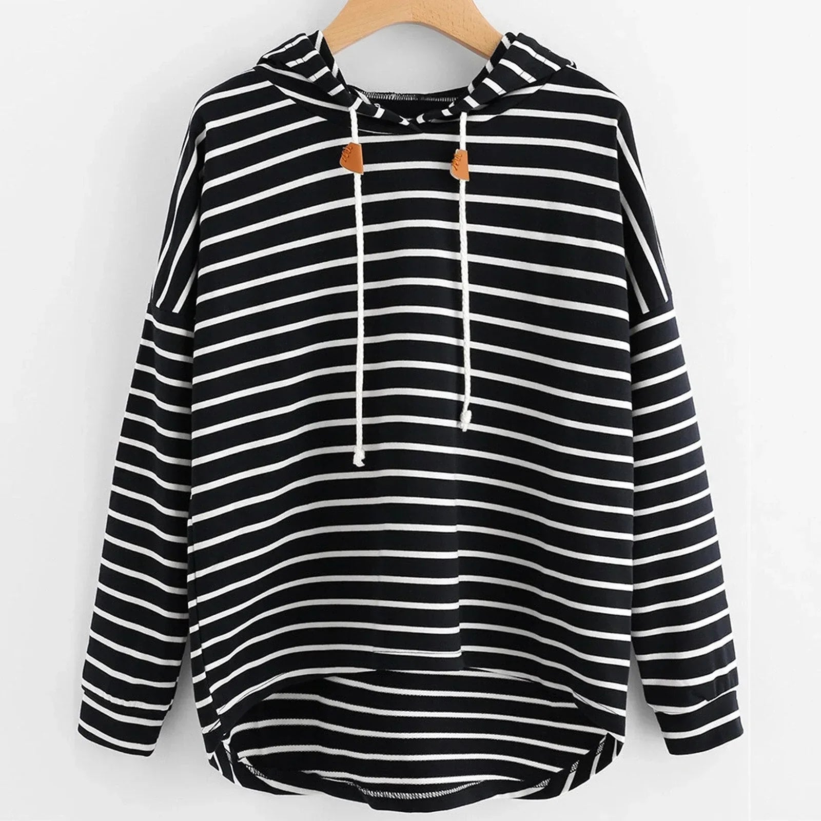 VORINAStriped Casual HoodieWomen's Hoodies