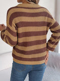 VORINAStriped Knit Polo SweaterSweater