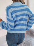 VORINAStriped Knit Polo SweaterSweater