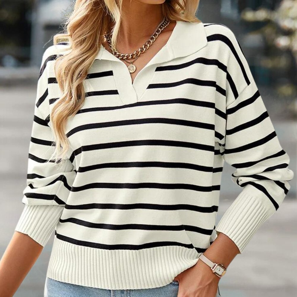 VORINAStriped Polo SweaterWomen's Sweater