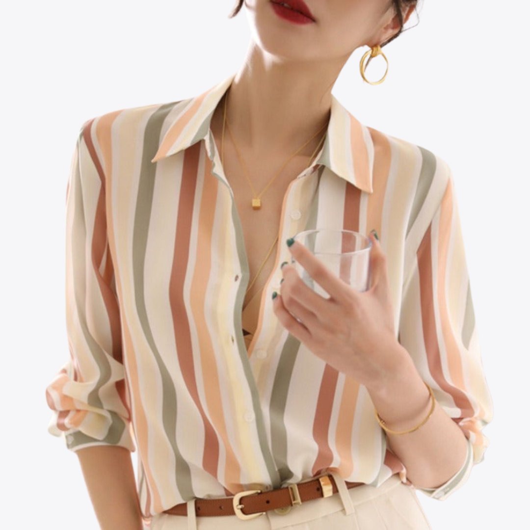 Vorina Luxury FashionStriped Shirt TopBracelets