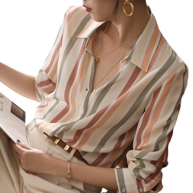 Vorina Luxury FashionStriped Shirt TopBracelets