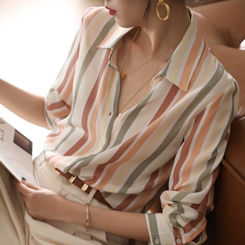 Vorina Luxury FashionStriped Shirt TopBracelets