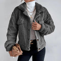 Vorina Luxury FashionTextured Sherpa Button - Up Jacket - Cozy Coat