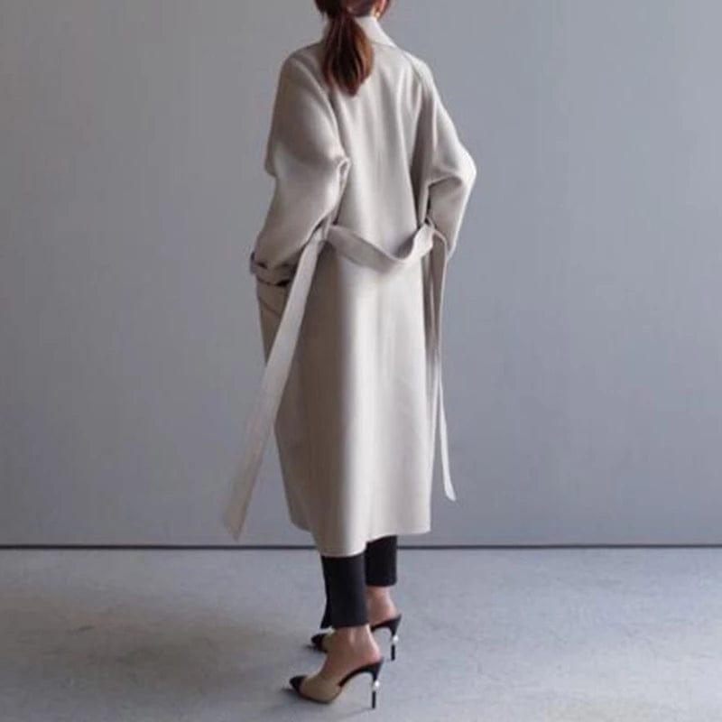 VORINATimeless Long Wool Coat – Elegant Double - BreastedWomen Jacket