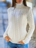 VORINAWhite Cable Knit Turtleneck SweaterSweater