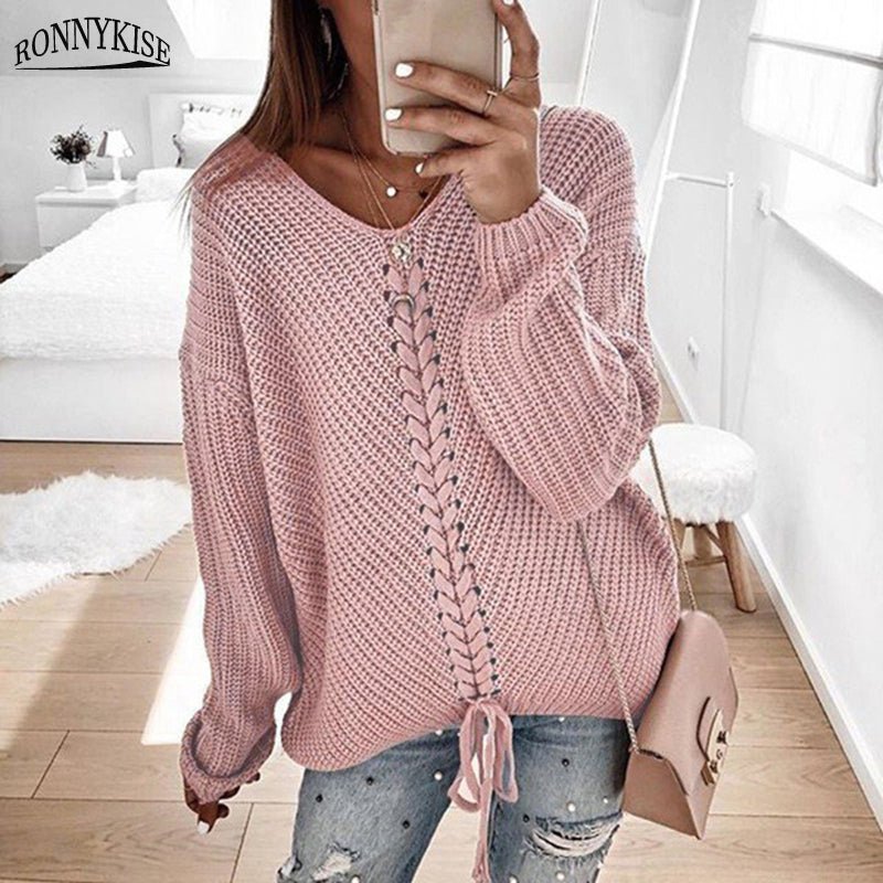 Vorina Luxury FashionWomen's Loose Knit TopWomen's Sweaters